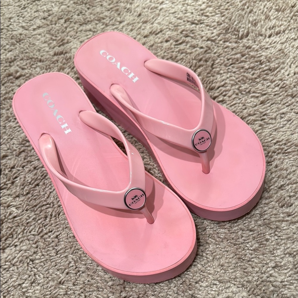 Coach Pink Sandals with Thong Design